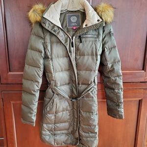 Vince Camuto down coat with faux fur trimmed hood